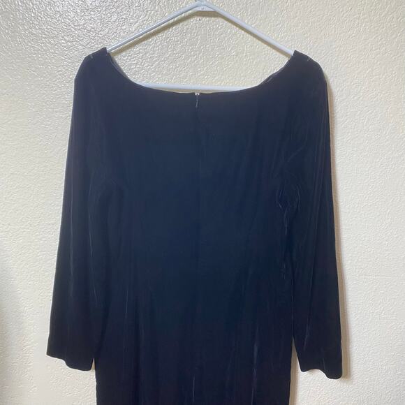Maggy London Vintage Black Velvet Maxi Dress Size 14 Whimsygoth Witchy - Picture 4 of 7